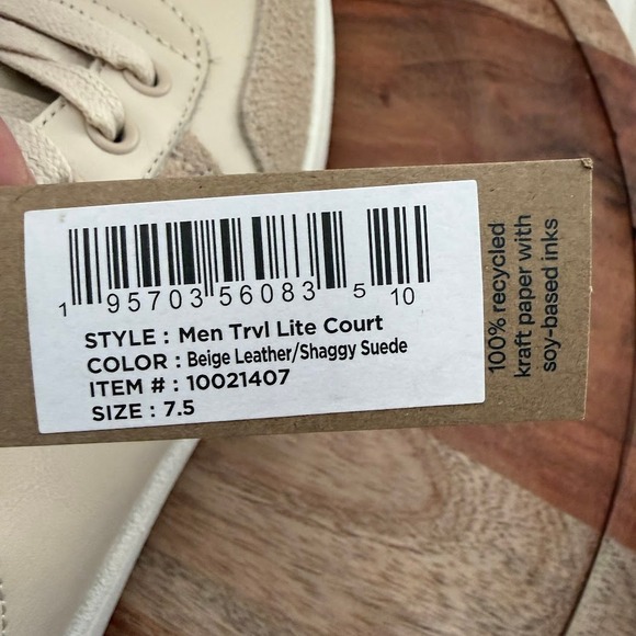 TOMS Men Trvl Lite Court Beige Leather Shaggy Suede Sneakers Size 7.5 - Picture 8 of 13
